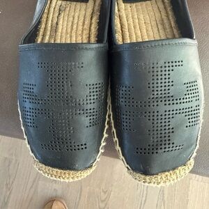 Tory Burch Black Leather Espadrilles